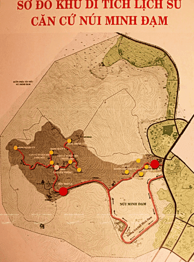 Bản đồ khu di tích lịch sử căn cứ núi Minh Đạm