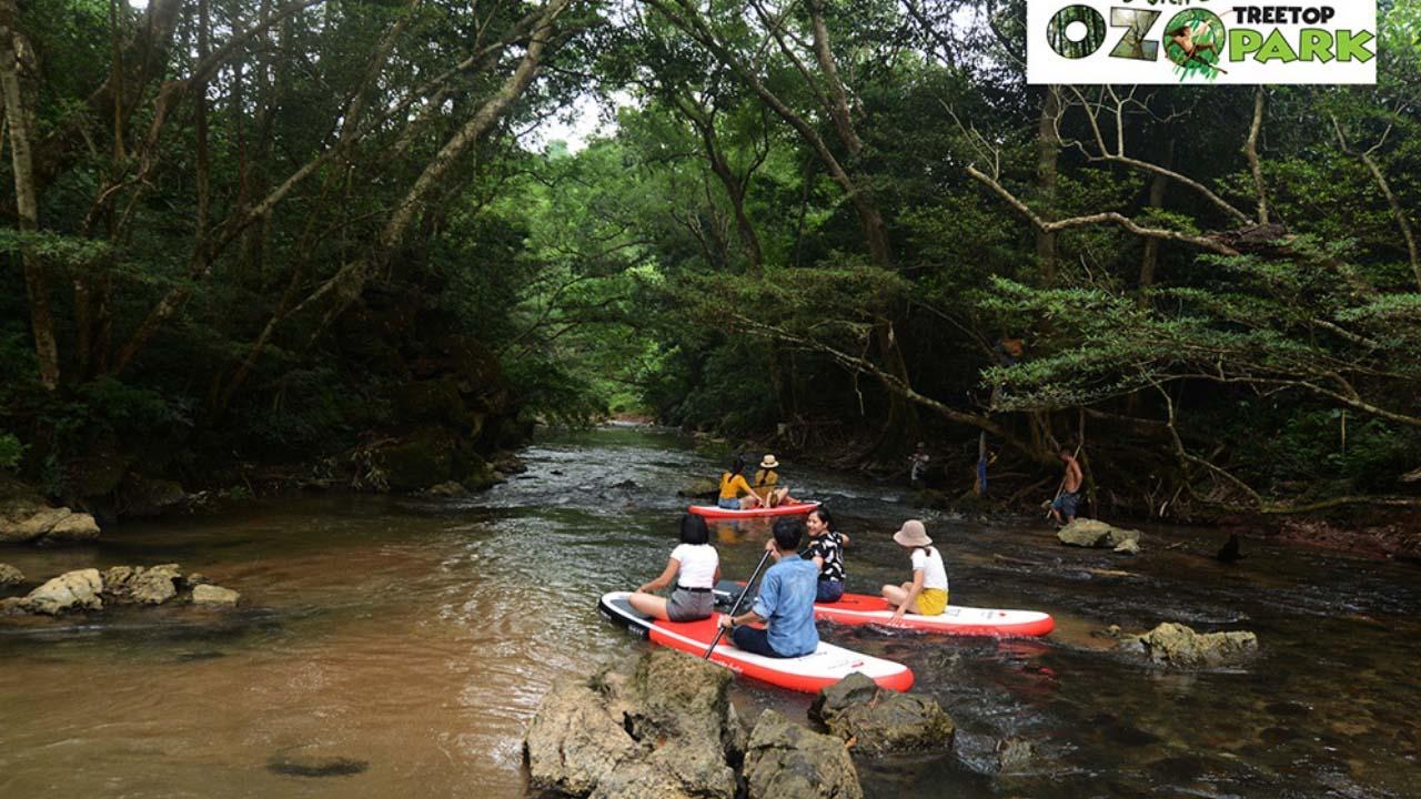 Thử thách suối Ozo chèo Kayak xuôi thác dài 1km