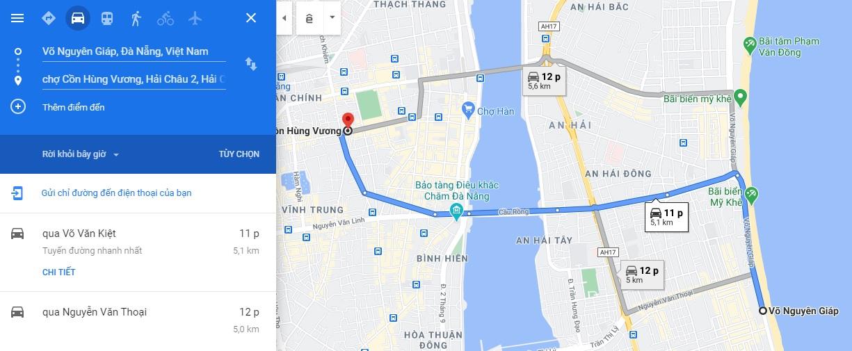 Cách di chuyển tới địa chỉ chợ Cồn Đà Nẵng