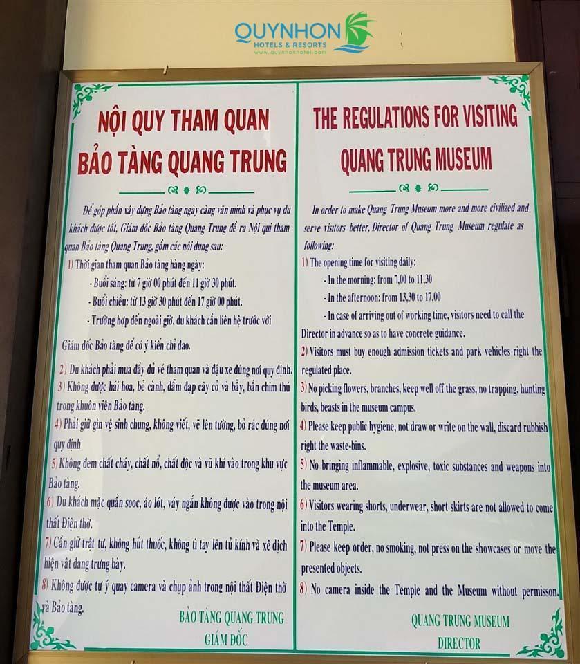 Một số lưu ý khi đến tham quan Bảo tàng Quang Trung Bình Định 